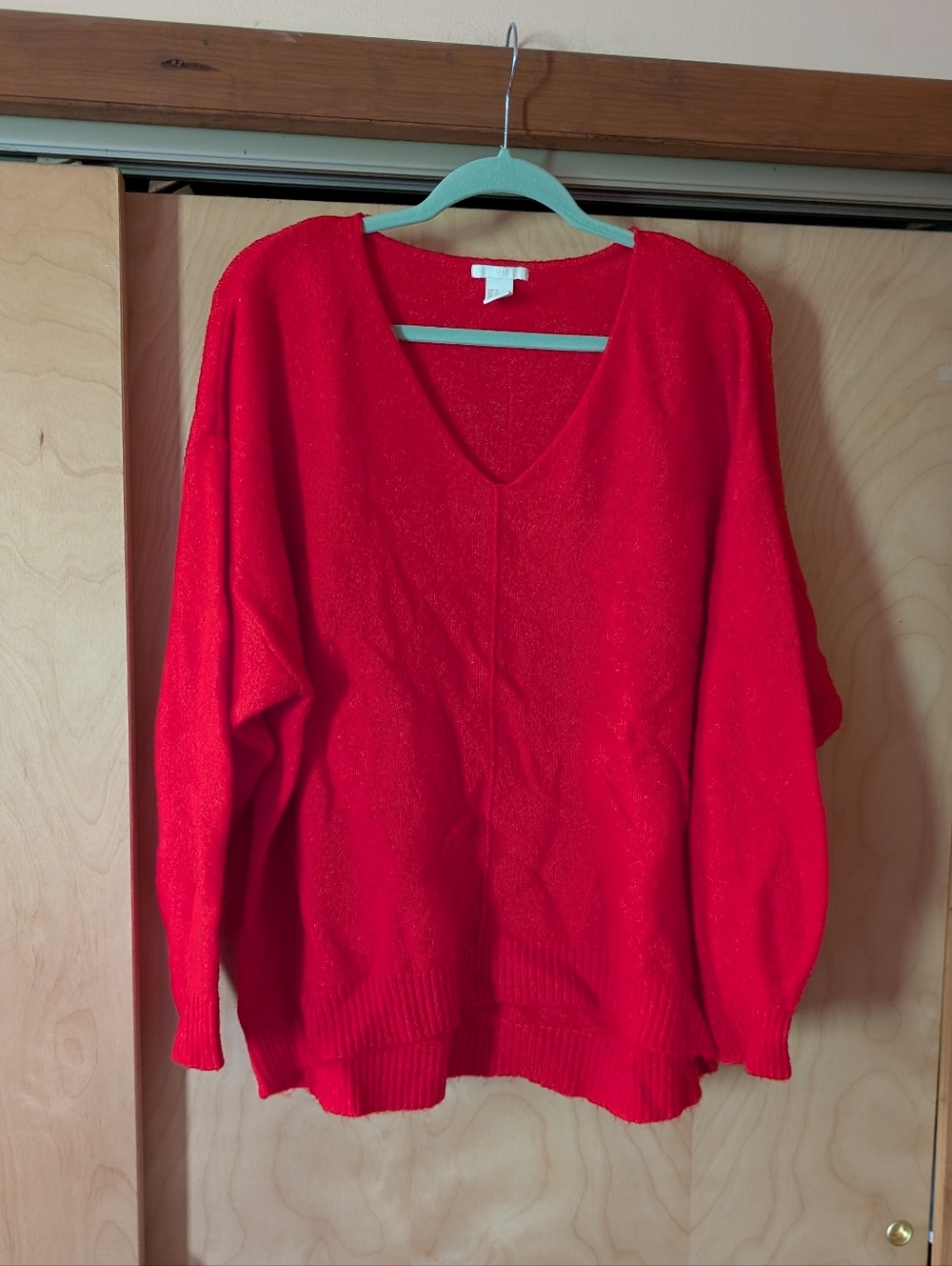 H&M Red V-Neck Women's Sweater